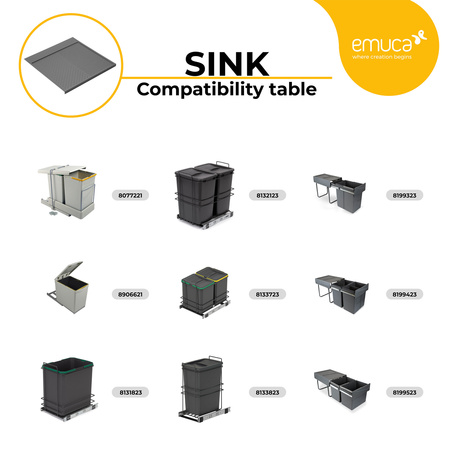 Osłona dna szafki kuchennej Sink 963x580 mm M100 Szaro-antracytowa Emuca