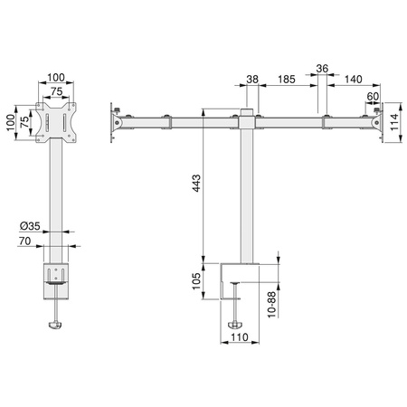 Uchwyt na dwa monitory 13-32 cale montaż do biurka EMUCA