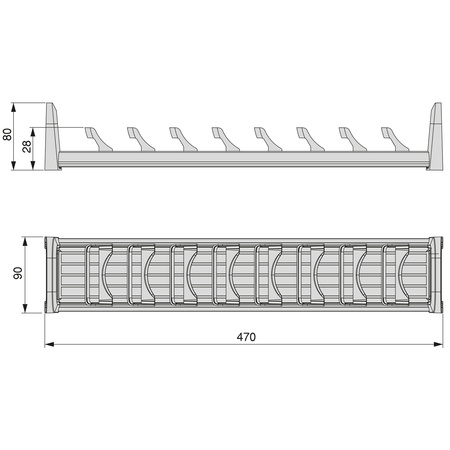 Uchwyt na miski Orderbox do szuflady, 90x470 mm, Szaro-antracytowy Emuca