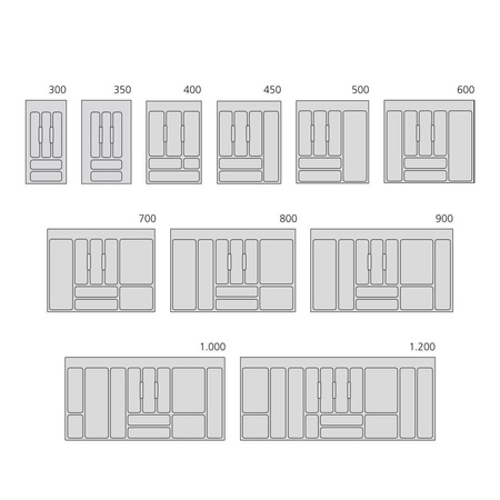 Wkład na sztućce do szuflady Optima 45x50 Emuca biały wymiar 372x475mm