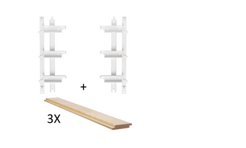 Zestaw do budowy panelu z ruchomych deseczek na wysokość 28 cm system biały plus 3 deski o długości 130 cm i grubości 2cm