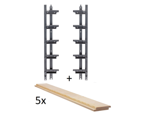 Zestaw do budowy panelu z ruchomych deseczek na wysokość 48 cm system antracyt plus 5 desek o długości 185cm i grubości 2cm