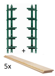 Zestaw do budowy panelu z ruchomych deseczek na wysokość 48 cm system zielony plus 5 desek o długości 130 cm i grubości 2cm