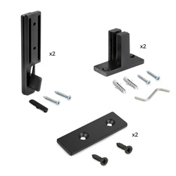 Zestaw do montażu profili Zero do ścian Emuca 4 kpl. Czarny
