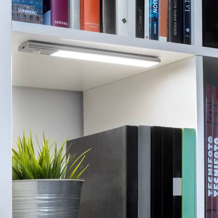 Lampa ścienna LED Kaus ładowana przez USB z czujnikiem ruchu, L 400 mm Anodyzowany mat