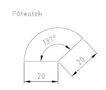 Listwa półwałek dębowy lakierowana 1mb 20x20 137 stopni drewno lite