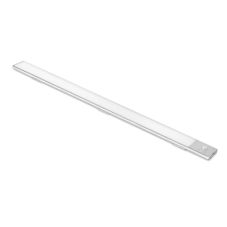 Półka drewniana dębowa 100x30x2cm w zestawie z lampą LED Kaus 60 cm z czujnikiem ruchu Anodyzowany mat