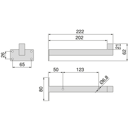 Półka drewniana dębowa 50x20x2cm w zestawie z białym uchwytem Shelf