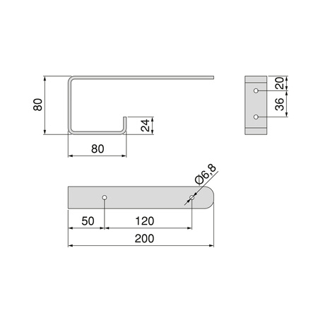 Półka drewniana dębowa 50x20x2cm w zestawie z czarnym uchwytem z wieszakiem 