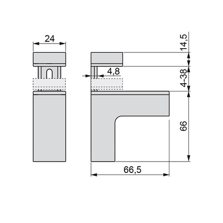 Półka drewniana dębowa 60x20x2cm w zestawie z czarnym uchwytem Squad 2 